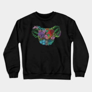 Floral Koala Color Black Background Crewneck Sweatshirt